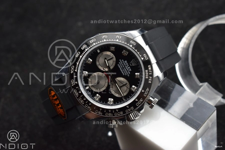 Best Oysterflex 1:1 (Weighted) SH4131 Diamonds Strap Edition 126519 Silver Black Dial on Daytona V6 QF 0301